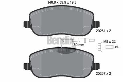 BPD1128 BENDIX Braking Комплект тормозных колодок, дисковый тормоз