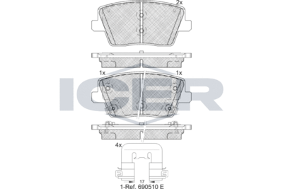 182334 ICER Комплект тормозных колодок, дисковый тормоз