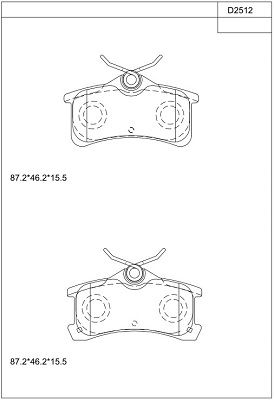 KD2512 ASIMCO Комплект тормозных колодок, дисковый тормоз