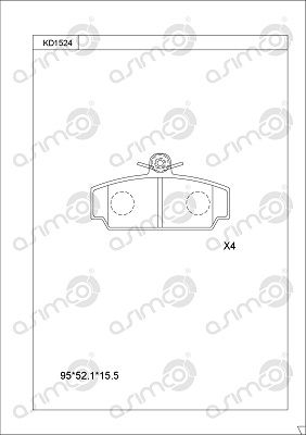 KD1524 ASIMCO Комплект тормозных колодок, дисковый тормоз