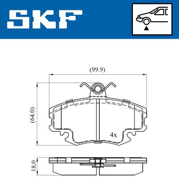 VKBP80413 SKF Комплект тормозных колодок, дисковый тормоз