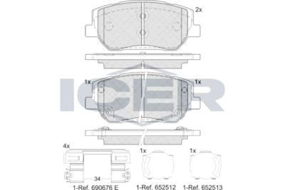 182441 ICER Комплект тормозных колодок, дисковый тормоз