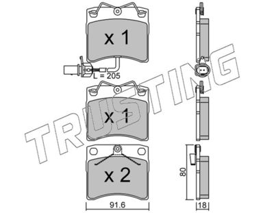 1662 TRUSTING Комплект тормозных колодок, дисковый тормоз