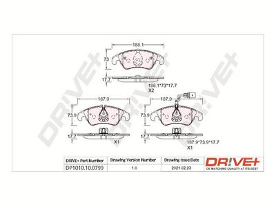 DP1010100799 Dr!ve+ Комплект тормозных колодок, дисковый тормоз