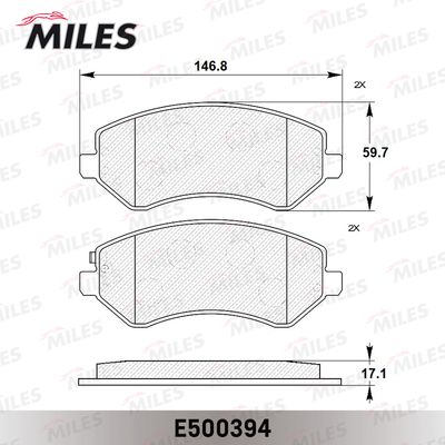 E500394 MILES Комплект тормозных колодок, дисковый тормоз