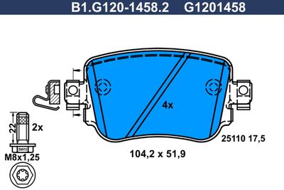 B1G12014582 GALFER Комплект тормозных колодок, дисковый тормоз