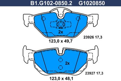 B1G10208502 GALFER Комплект тормозных колодок, дисковый тормоз