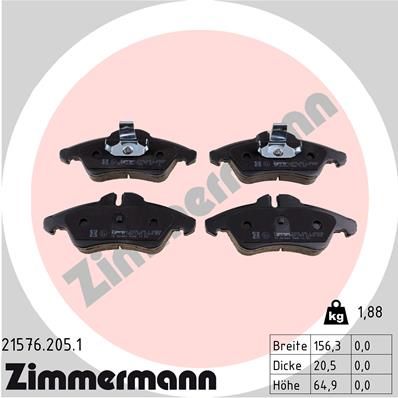 215762051 ZIMMERMANN Комплект тормозных колодок, дисковый тормоз