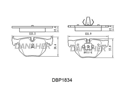 DBP1834 DANAHER Комплект тормозных колодок, дисковый тормоз