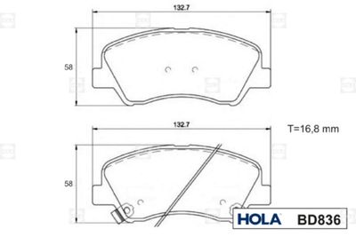 BD836 HOLA Комплект тормозных колодок, дисковый тормоз