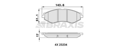 AA0285 BRAXIS Комплект тормозных колодок, дисковый тормоз