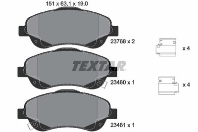 2376802 TEXTAR Комплект тормозных колодок, дисковый тормоз