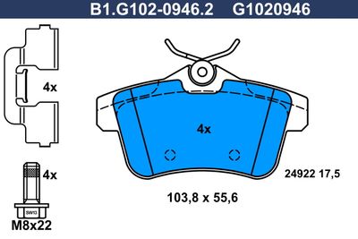 B1G10209462 GALFER Комплект тормозных колодок, дисковый тормоз