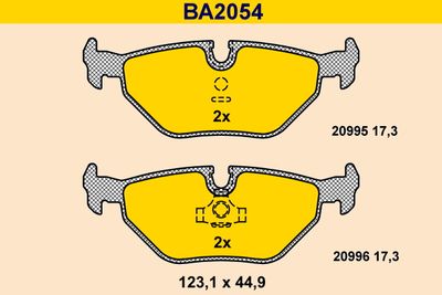 BA2054 BARUM Комплект тормозных колодок, дисковый тормоз