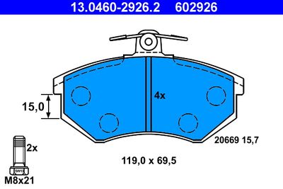 13046029262 ATE Комплект тормозных колодок, дисковый тормоз