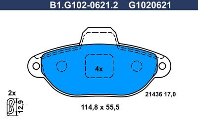 B1G10206212 GALFER Комплект тормозных колодок, дисковый тормоз