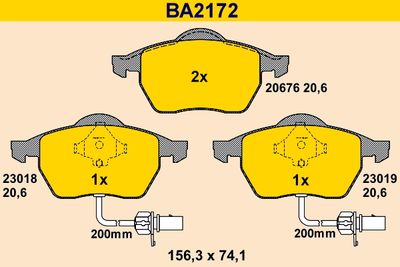 BA2172 BARUM Комплект тормозных колодок, дисковый тормоз