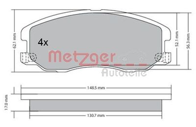 1170358 METZGER Комплект тормозных колодок, дисковый тормоз
