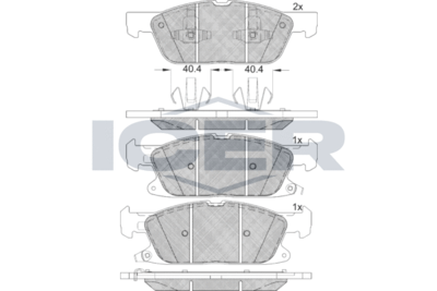 182250 ICER Комплект тормозных колодок, дисковый тормоз