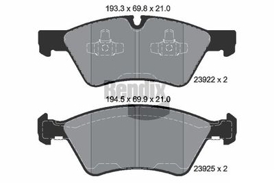 BPD1387 BENDIX Braking Комплект тормозных колодок, дисковый тормоз