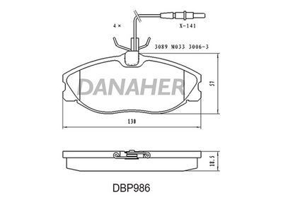 DBP986 DANAHER Комплект тормозных колодок, дисковый тормоз