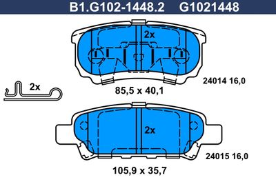 B1G10214482 GALFER Комплект тормозных колодок, дисковый тормоз