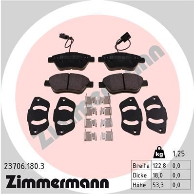 237061803 ZIMMERMANN Комплект тормозных колодок, дисковый тормоз