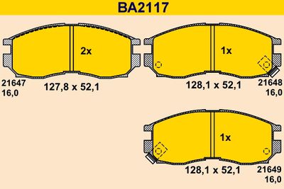 BA2117 BARUM Комплект тормозных колодок, дисковый тормоз