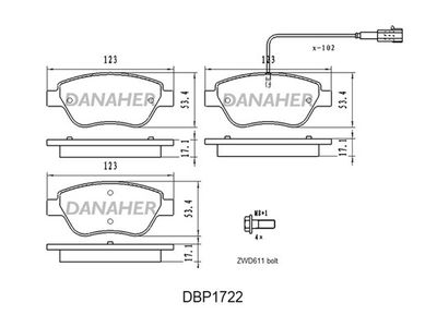 DBP1722 DANAHER Комплект тормозных колодок, дисковый тормоз