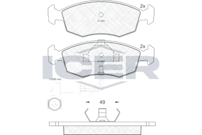 180475 ICER Комплект тормозных колодок, дисковый тормоз