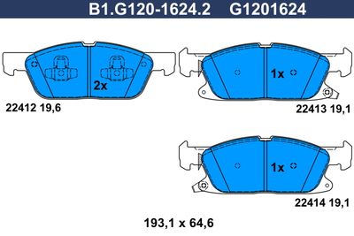 B1G12016242 GALFER Комплект тормозных колодок, дисковый тормоз