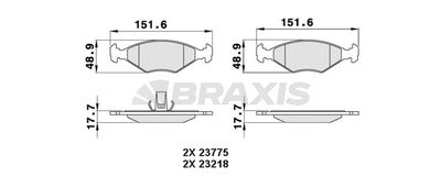 AA0287 BRAXIS Комплект тормозных колодок, дисковый тормоз