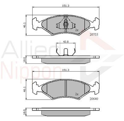 ADB0118 COMLINE Комплект тормозных колодок, дисковый тормоз