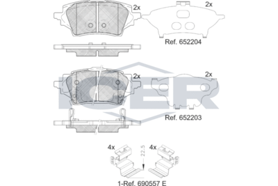 182397 ICER Комплект тормозных колодок, дисковый тормоз