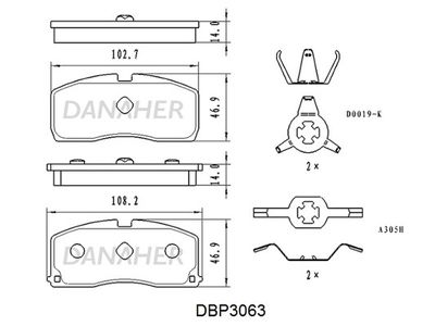 DBP3063 DANAHER Комплект тормозных колодок, дисковый тормоз
