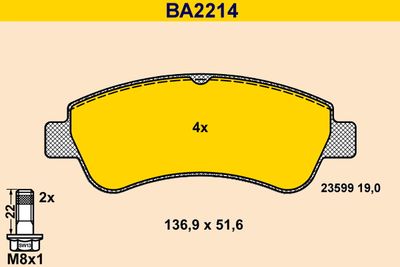 BA2214 BARUM Комплект тормозных колодок, дисковый тормоз