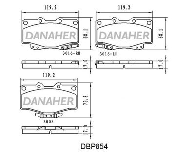 DBP854 DANAHER Комплект тормозных колодок, дисковый тормоз