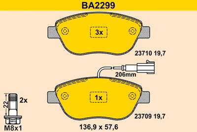 BA2299 BARUM Комплект тормозных колодок, дисковый тормоз