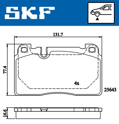 VKBP80225 SKF Комплект тормозных колодок, дисковый тормоз