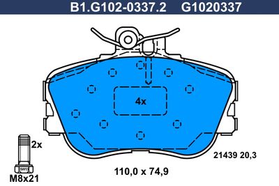 B1G10203372 GALFER Комплект тормозных колодок, дисковый тормоз