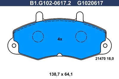 B1G10206172 GALFER Комплект тормозных колодок, дисковый тормоз
