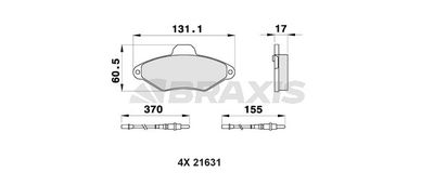 AB0160 BRAXIS Комплект тормозных колодок, дисковый тормоз