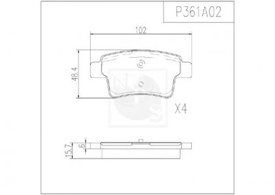 P361A02 NPS Комплект тормозных колодок, дисковый тормоз