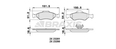 AA0041 BRAXIS Комплект тормозных колодок, дисковый тормоз