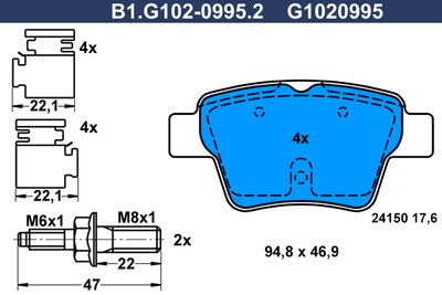 B1G10209952 GALFER Комплект тормозных колодок, дисковый тормоз