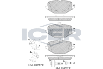 182371 ICER Комплект тормозных колодок, дисковый тормоз