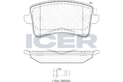 181835 ICER Комплект тормозных колодок, дисковый тормоз