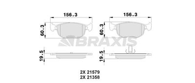 AB0488 BRAXIS Комплект тормозных колодок, дисковый тормоз