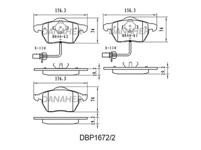 DBP16722 DANAHER Комплект тормозных колодок, дисковый тормоз