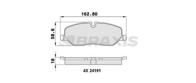 AA0207 BRAXIS Комплект тормозных колодок, дисковый тормоз